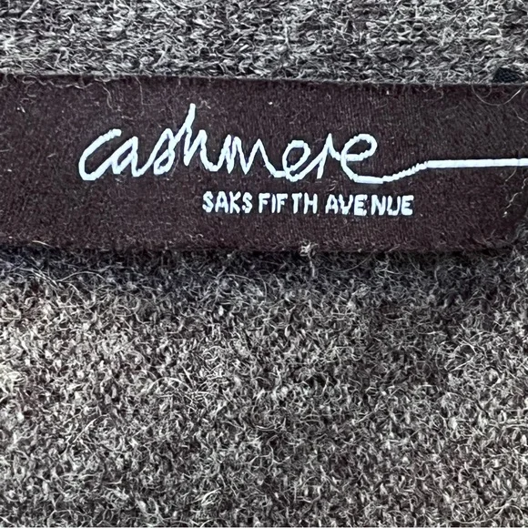 Saks 5th Avenue Open Gray Cardigan Cashmere Small Embellished Beaded Lagenlook - Picture 3 of 9